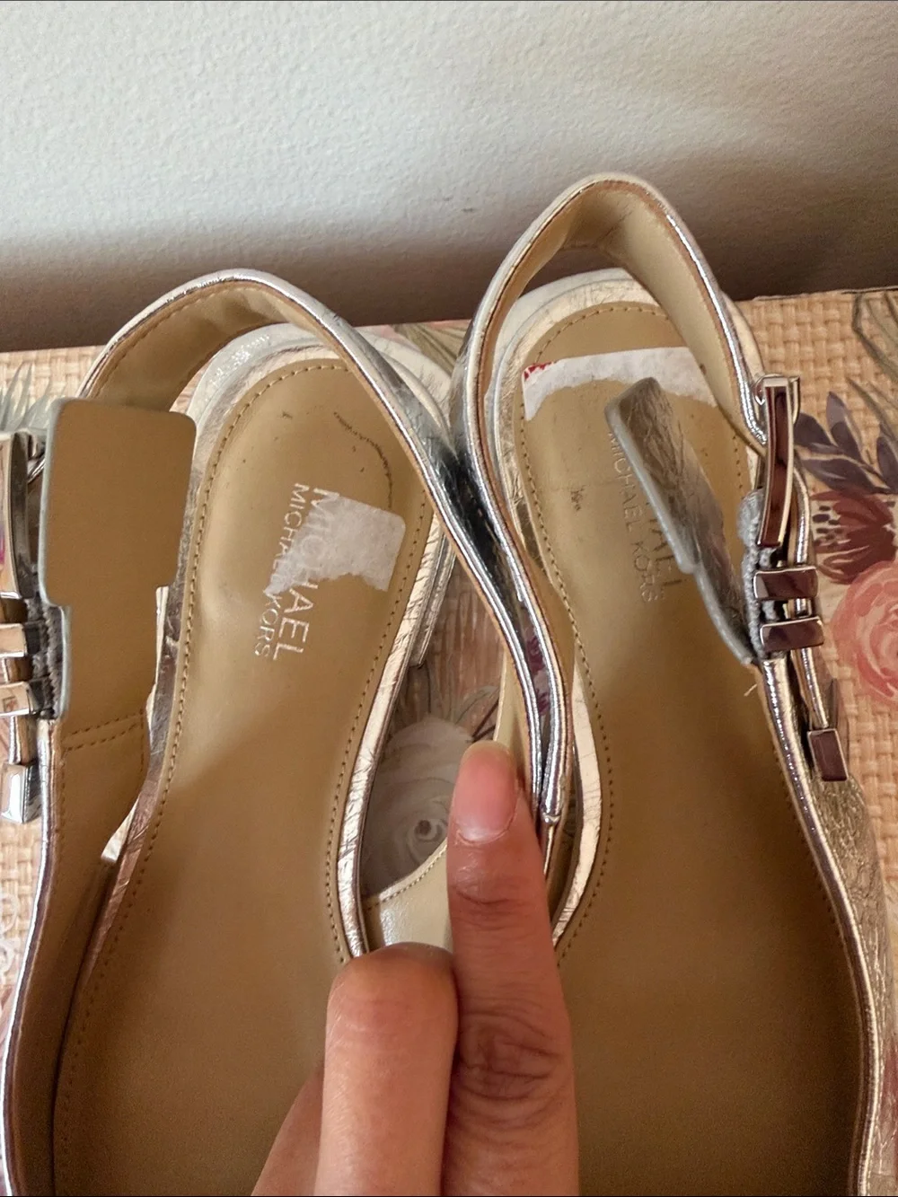 Michael Kors Silver Slingback Flats